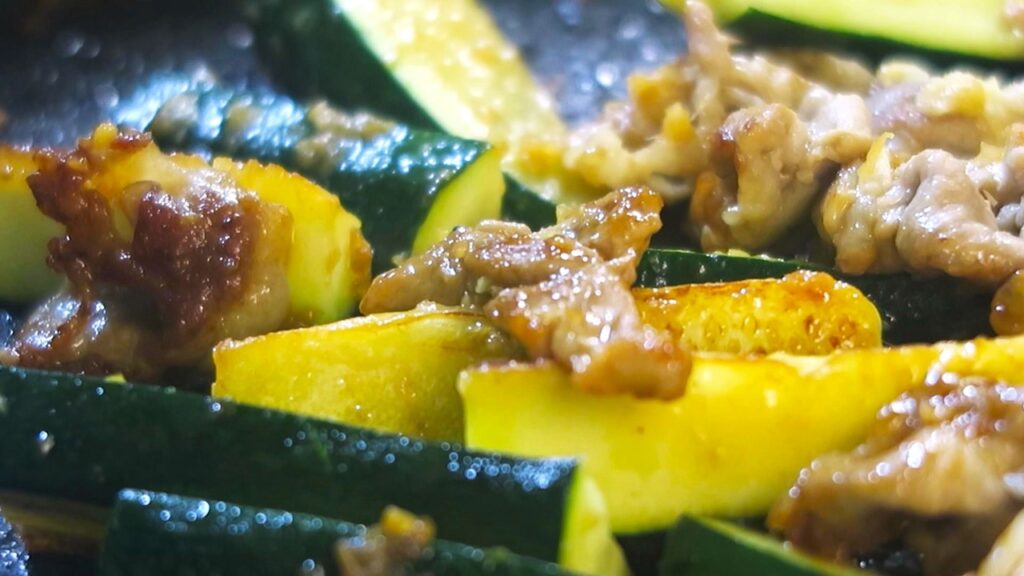 zucchini wirh pork and miso recipe japanese food cooking